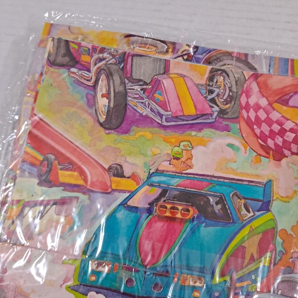 Vintage Hallmark Wrapping Paper Racing Cars Gift Wrap Lot of 27 NIP - Picture 7 of 10